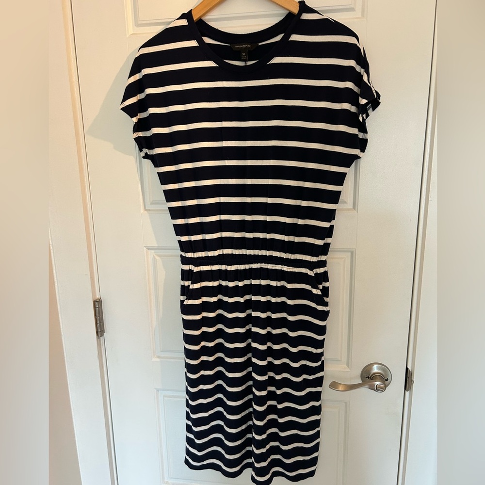 Banana Republic Navy Striped Jersey Dress